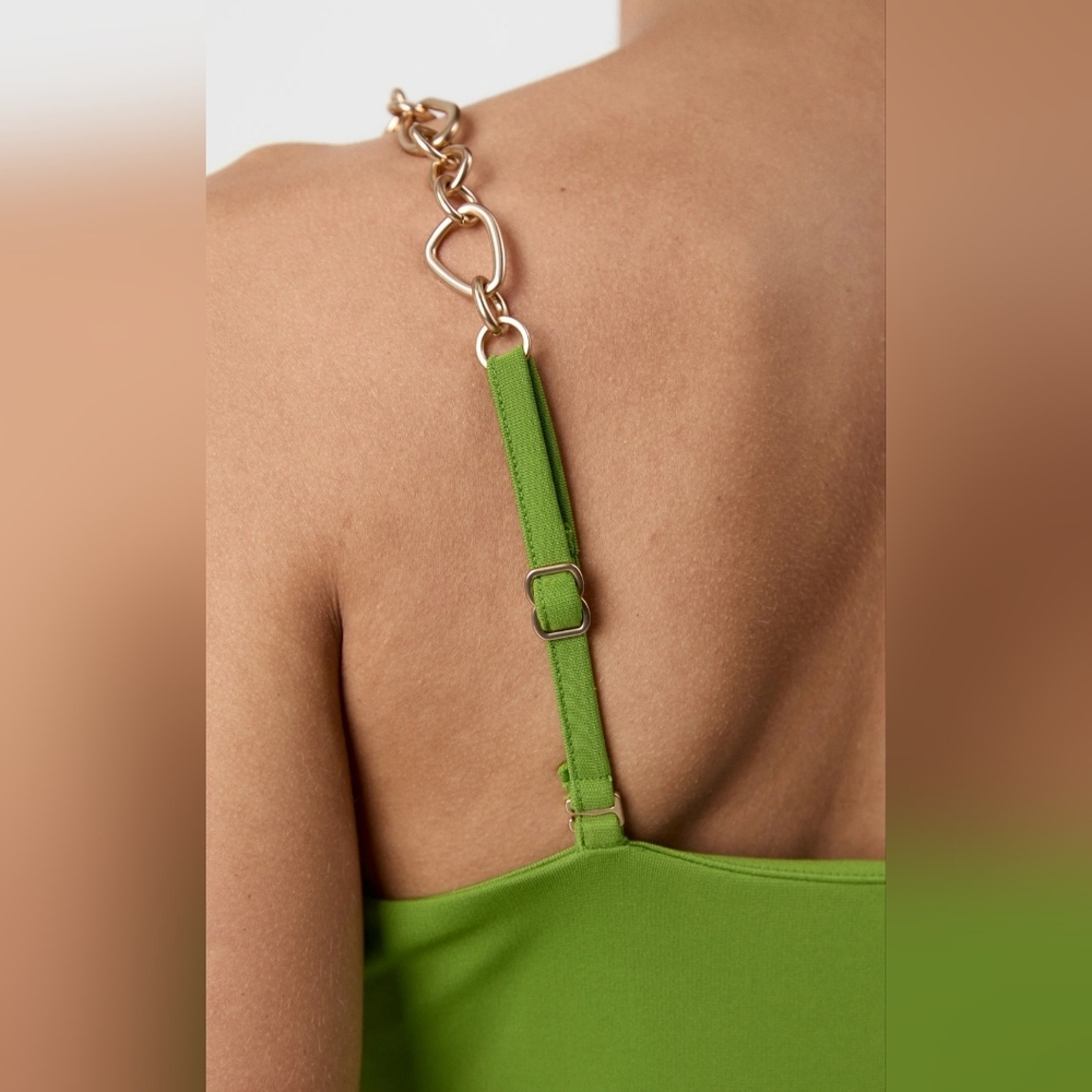 GAP x CULT GAIA Green Chain Strap Slip Mini Dress. Sz L. NWT - Picture 9 of 15